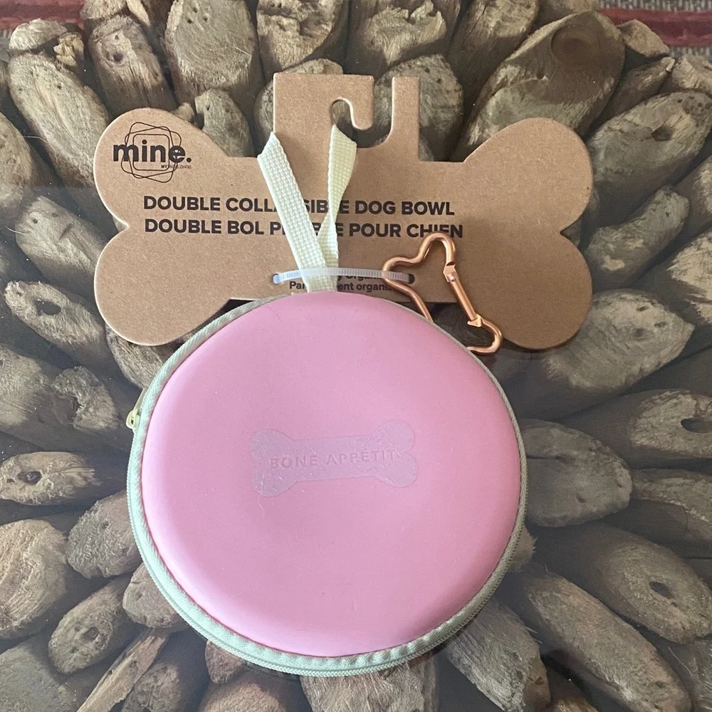 Pink Double Collapsible Dog Bowl